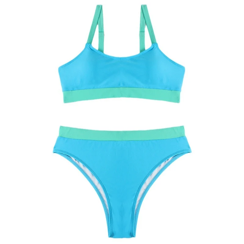 Damen Sport Bikini-Set mit hohem Bund und breiten Trägern Drune