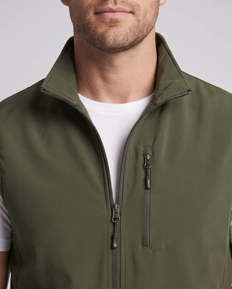 Herren Softshell Outdoor-Weste mit Stehkragen, winddichter Membran und Brust-Reißverschlusstasche