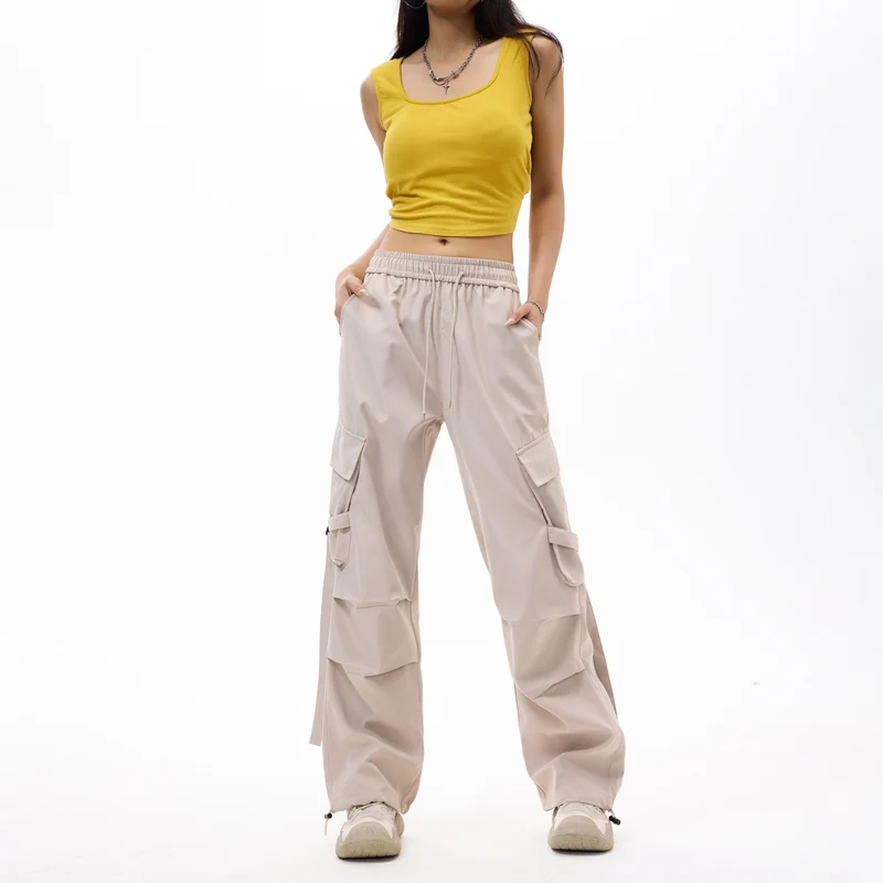 Herren Baggy‑Cargo‑Hose mit modularen Klappfächern, Band‑Details und Kordelbund Drune