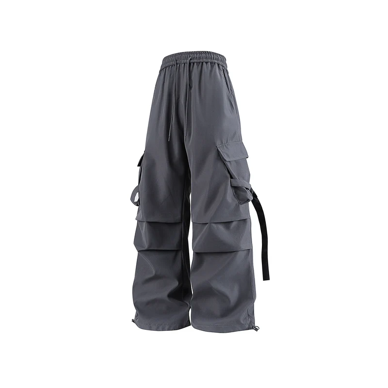 Herren Baggy‑Cargo‑Hose mit modularen Klappfächern, Band‑Details und Kordelbund Drune