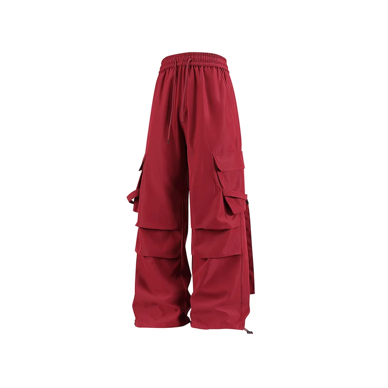 Herren Baggy‑Cargo‑Hose mit modularen Klappfächern, Band‑Details und Kordelbund Drune