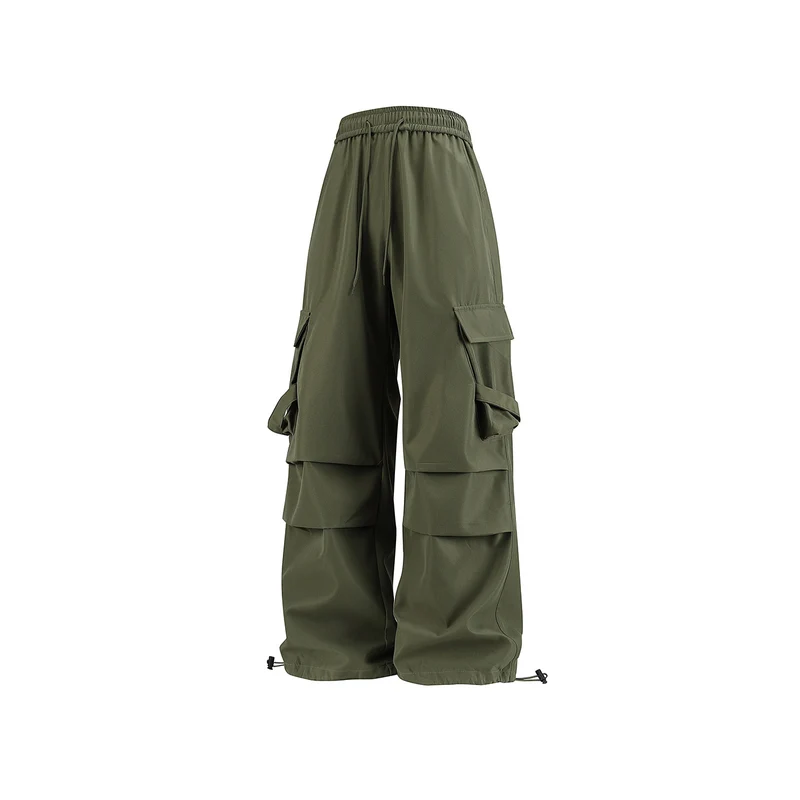 Herren Baggy‑Cargo‑Hose mit modularen Klappfächern, Band‑Details und Kordelbund Drune