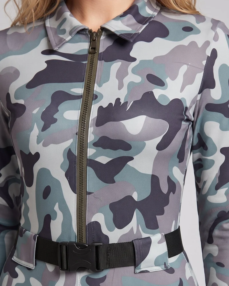 Damen Camo-Design Overall mit Reißverschluss Drune