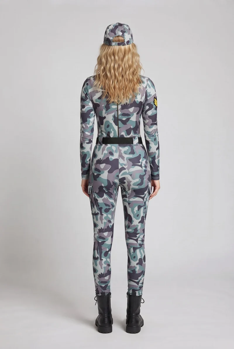 Damen Camo-Design Overall mit Reißverschluss Drune