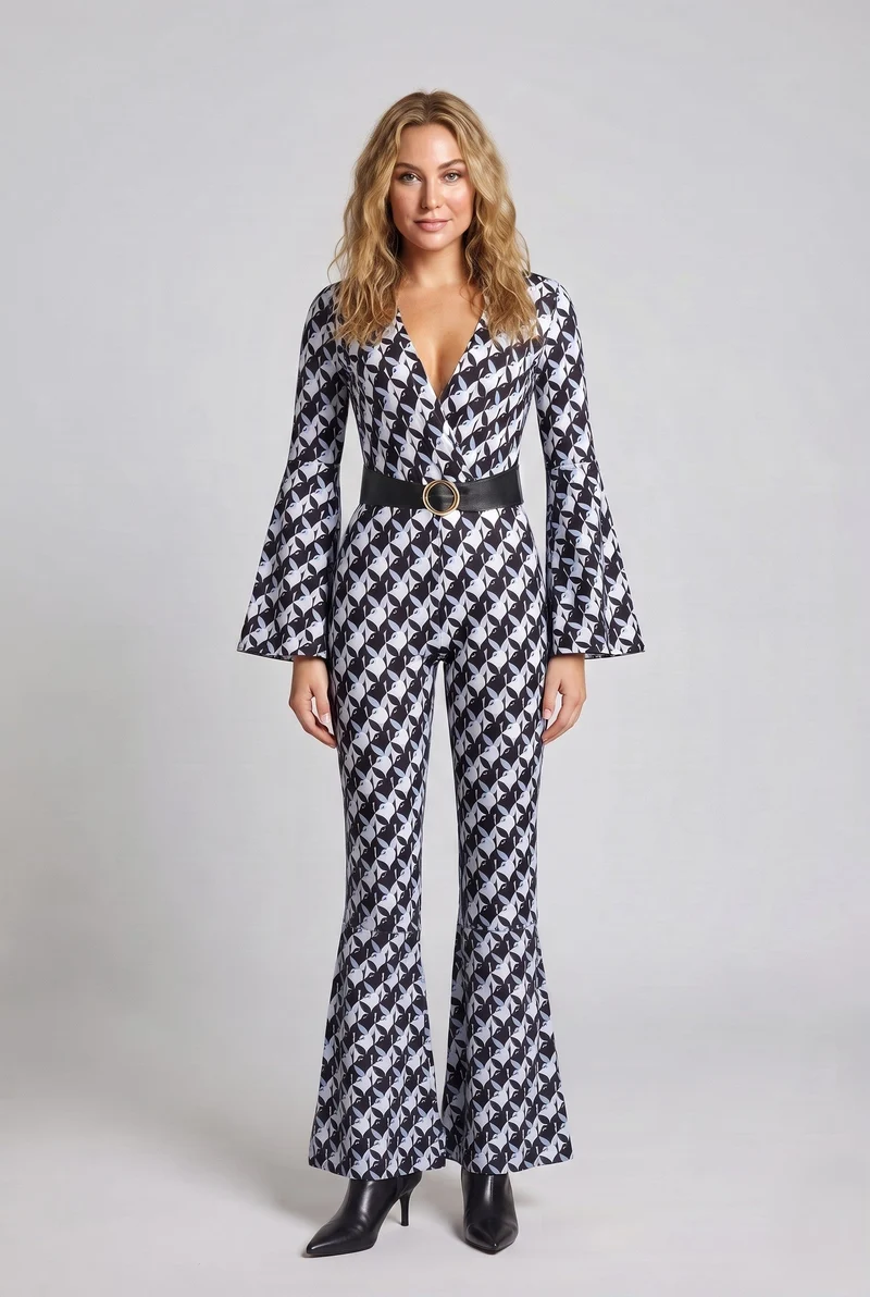 Damen Designer Jumpsuit mit weitem Ärmel Drune