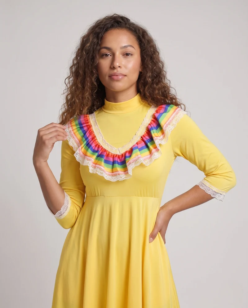Frauen Elegantes Maxi Kleid mit Rüschen Drune