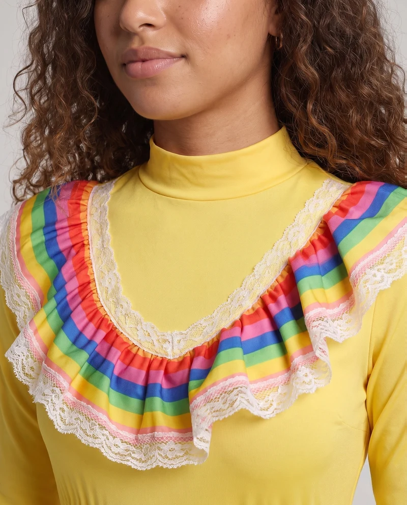 Frauen Elegantes Maxi Kleid mit Rüschen Drune