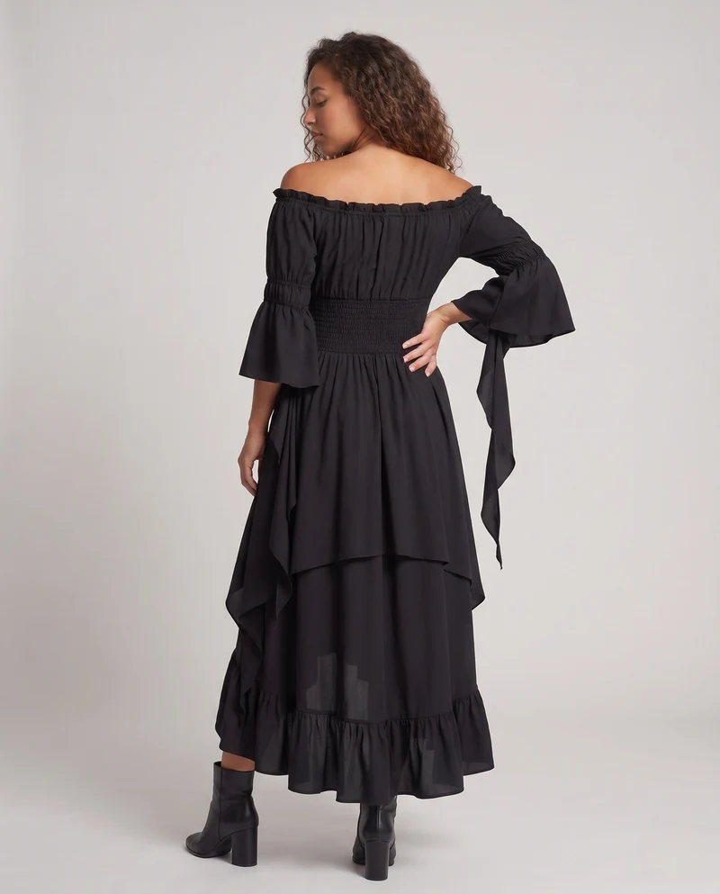 Frauen Elegante Maxi Kleid mit Off-Shoulder Design Drune