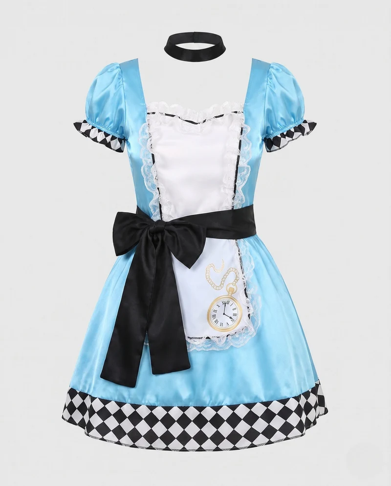 Fantasievolles Kostüm für Damen als Alice im Wunderland Drune