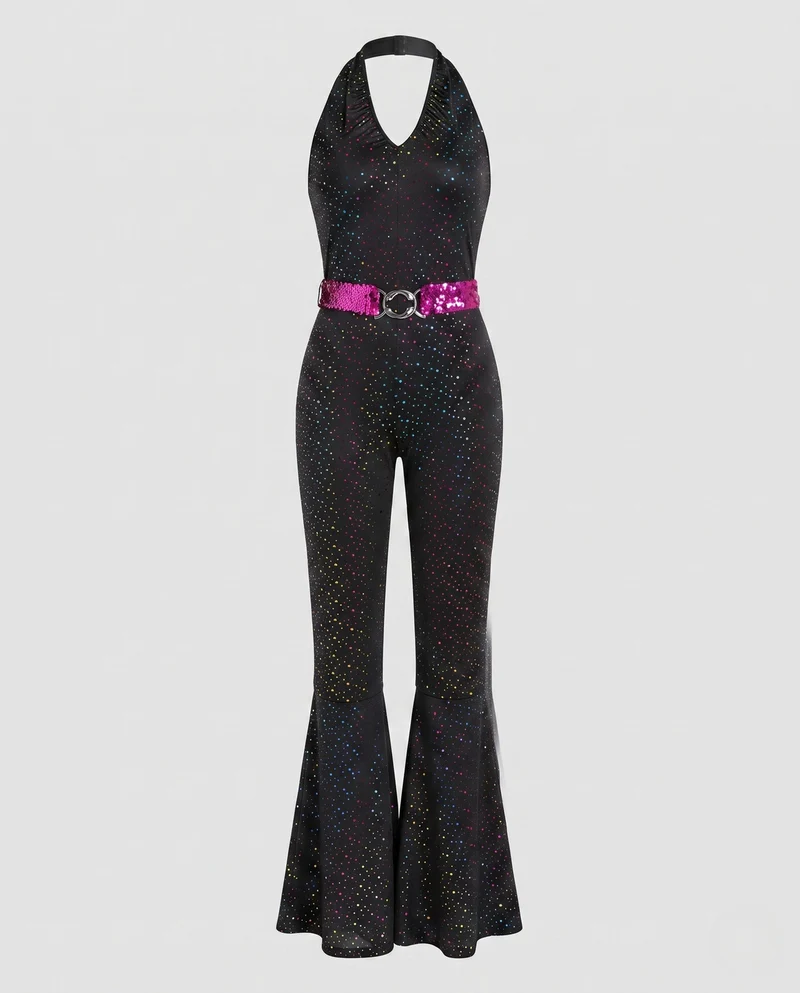 Damen Funkelndes Jumpsuit mit weitem Bein Drune