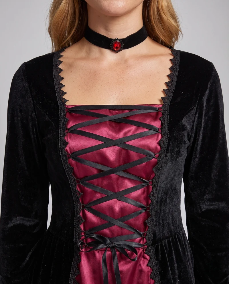 Frauen Gothic Spitzenkleid Drune