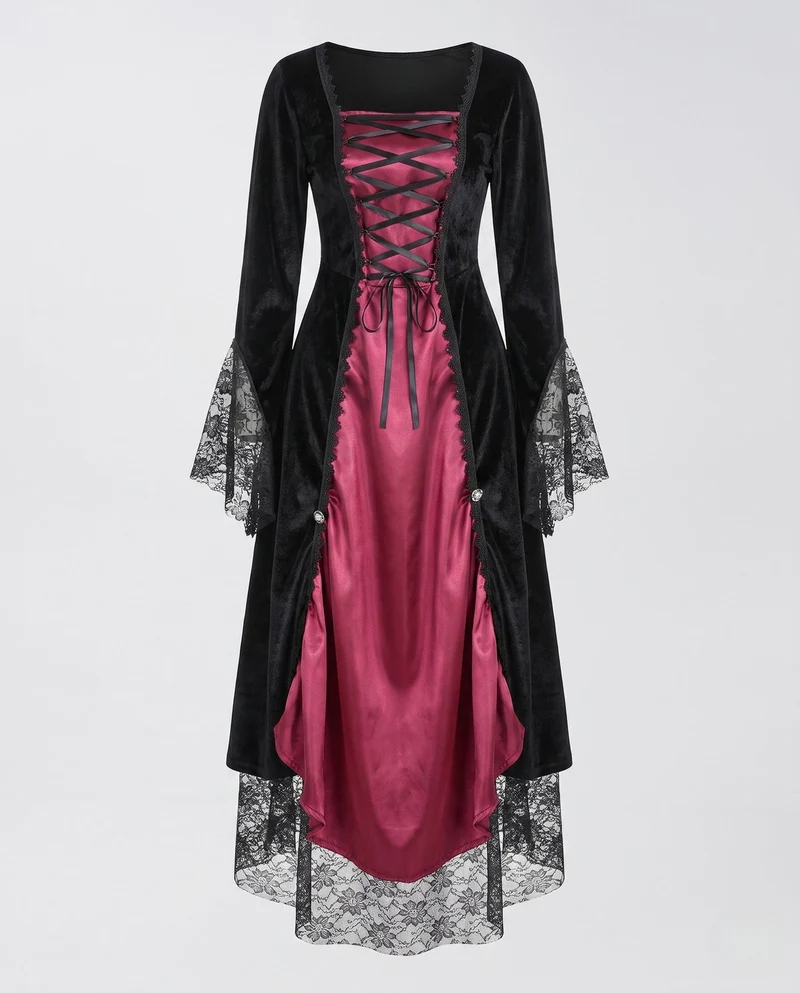 Frauen Gothic Spitzenkleid Drune