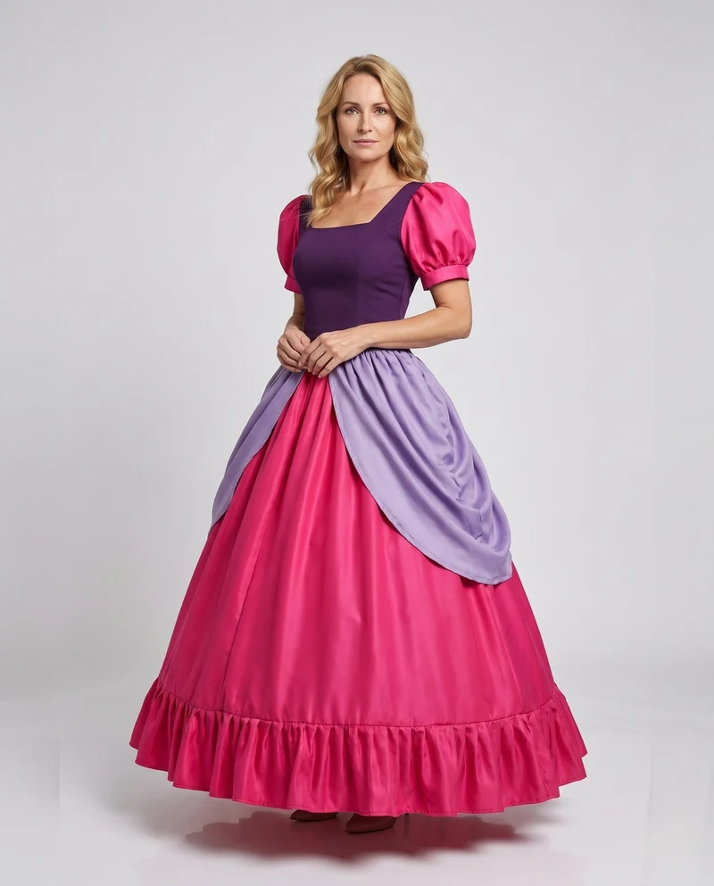 Damen bezauberndes Prinzessinnenkleid mit Rüschen Drune
