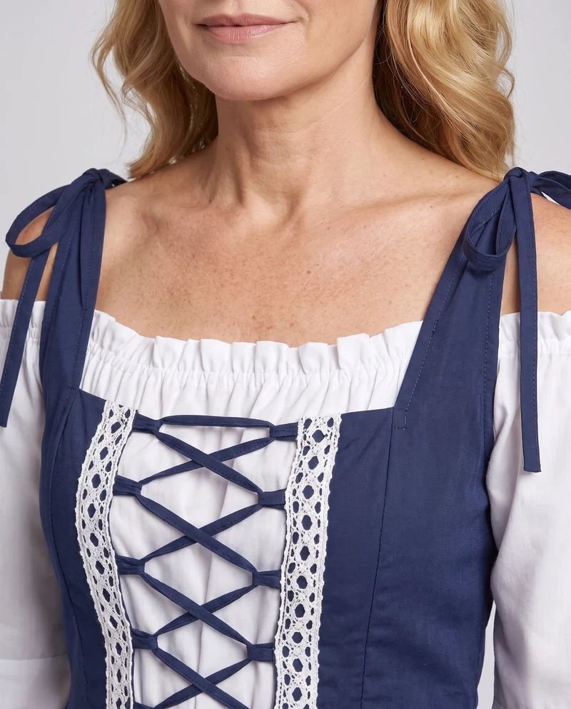 Damen mittelalterliches Kleid mit fließenden Ärmeln Drune