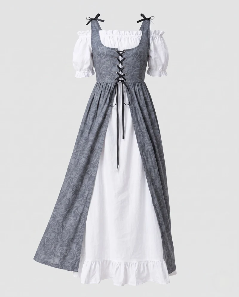 Damen traditionelle Kleid mit verspieltem Design Drune