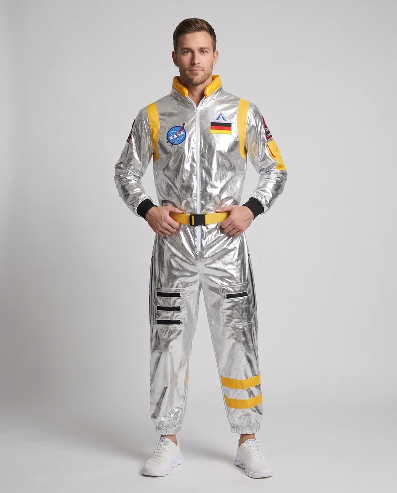 Herren futuristischen Raumanzug mit reflektierender Oberfläche Drune