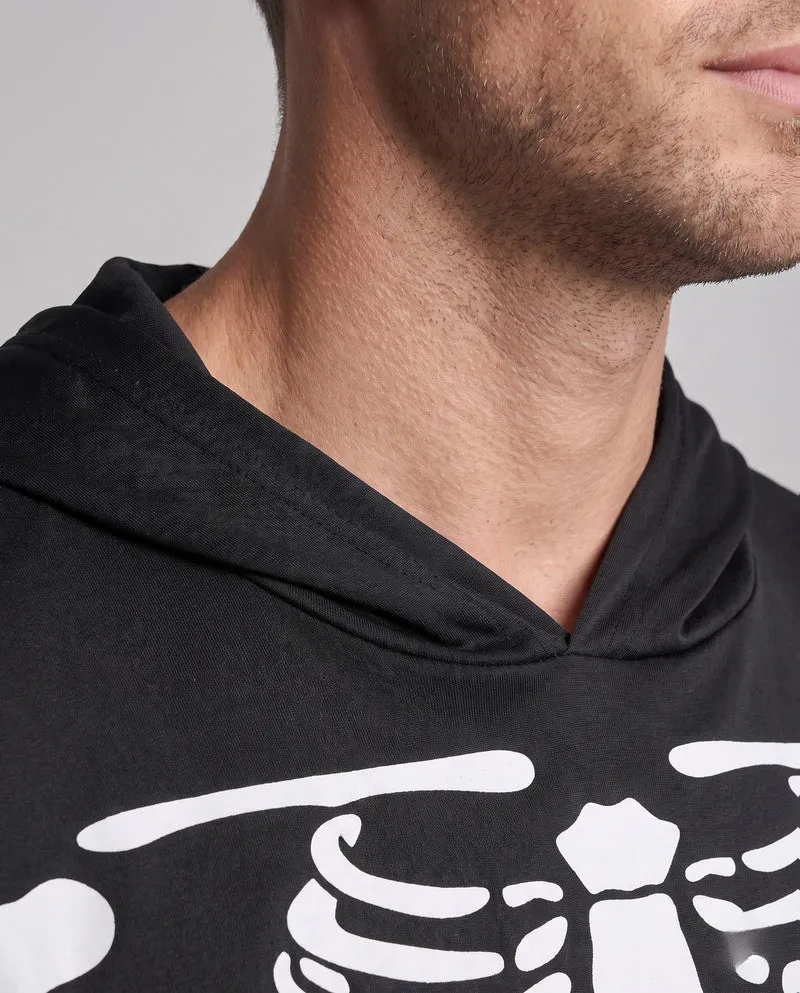 Herren Skelett Halloween Kostüm mit Kapuze Drune