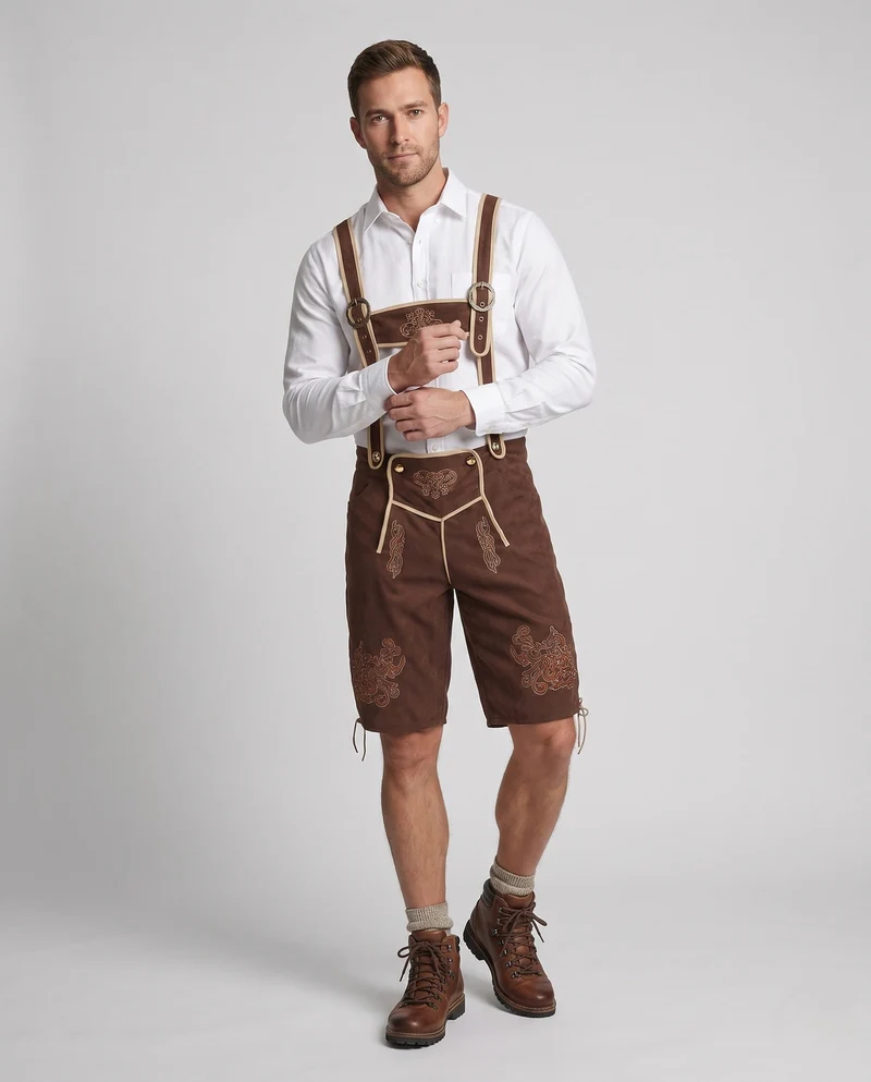 Herren traditionelle Lederhosen mit aufwendiger Stickerei Drune