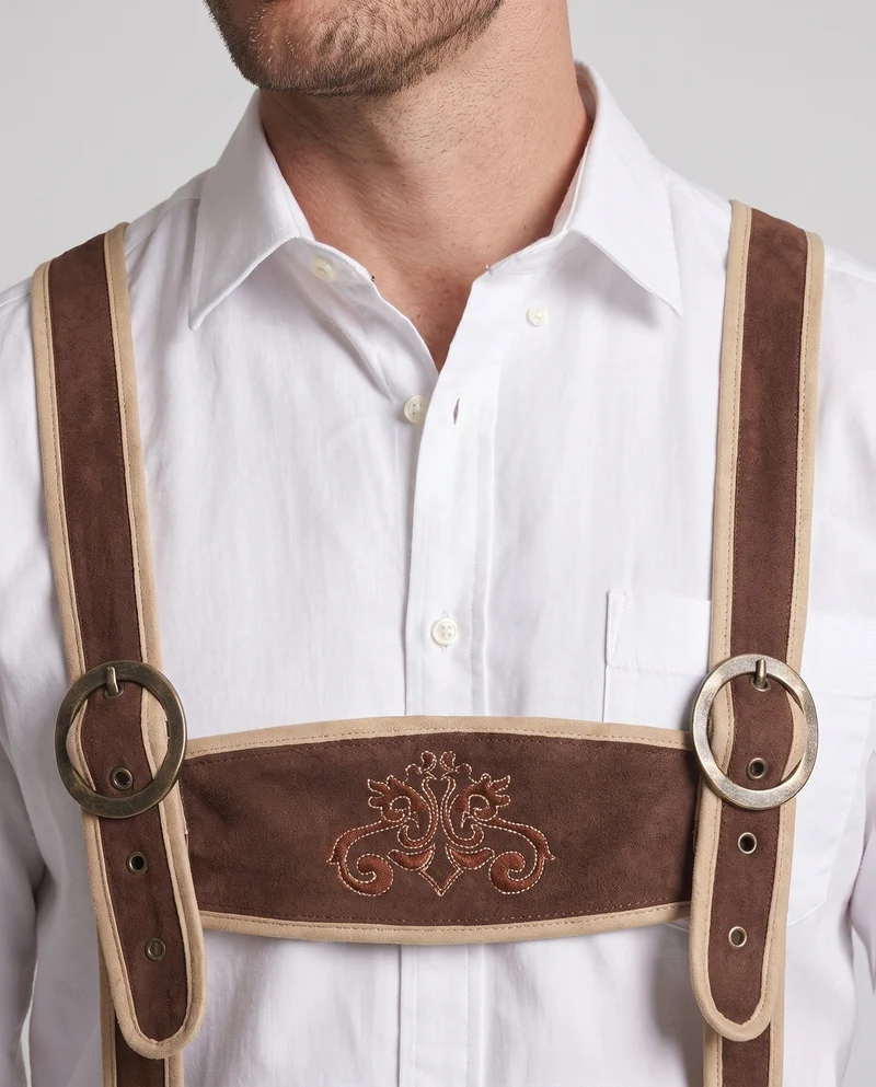 Herren traditionelle Lederhosen mit aufwendiger Stickerei Drune