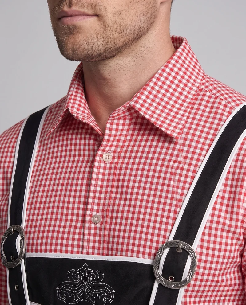 Herren Trachten Lederhosen mit dekorativen Riemen Drune