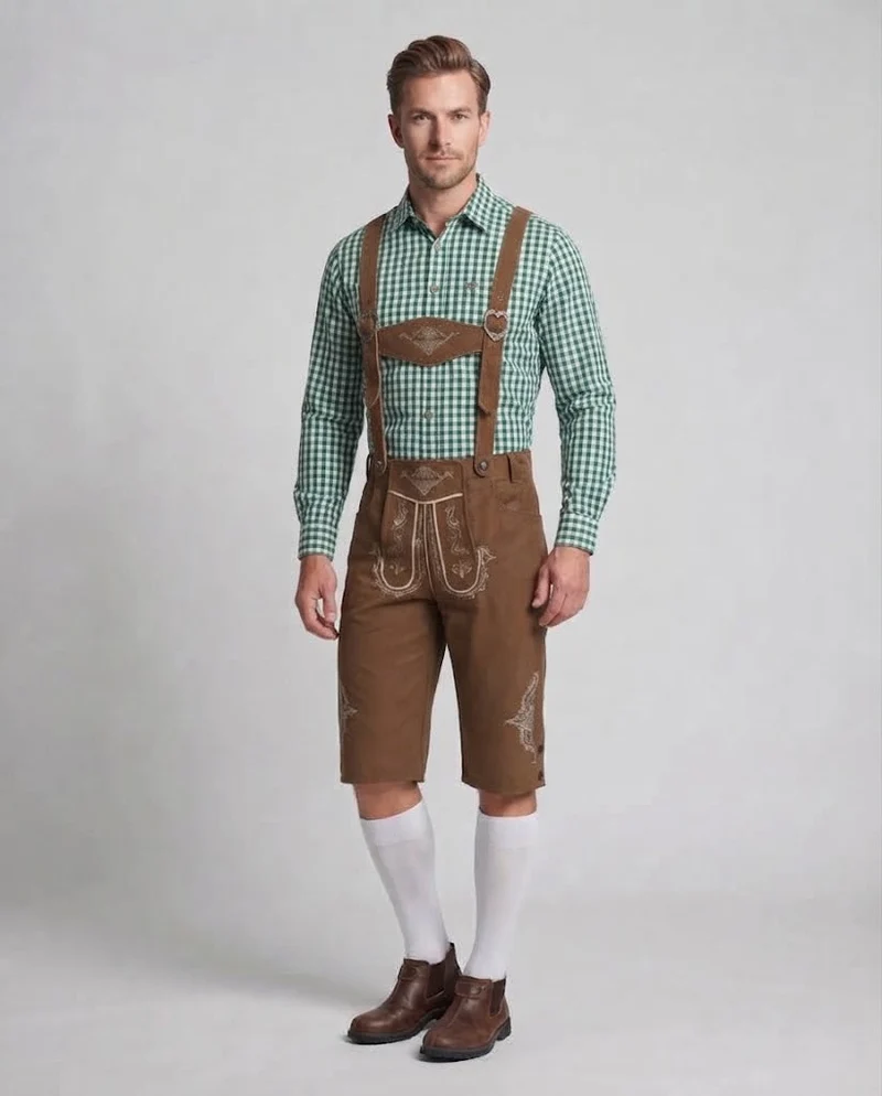 Herren traditionelle Lederhosen mit aufwendiger Stickerei Drune
