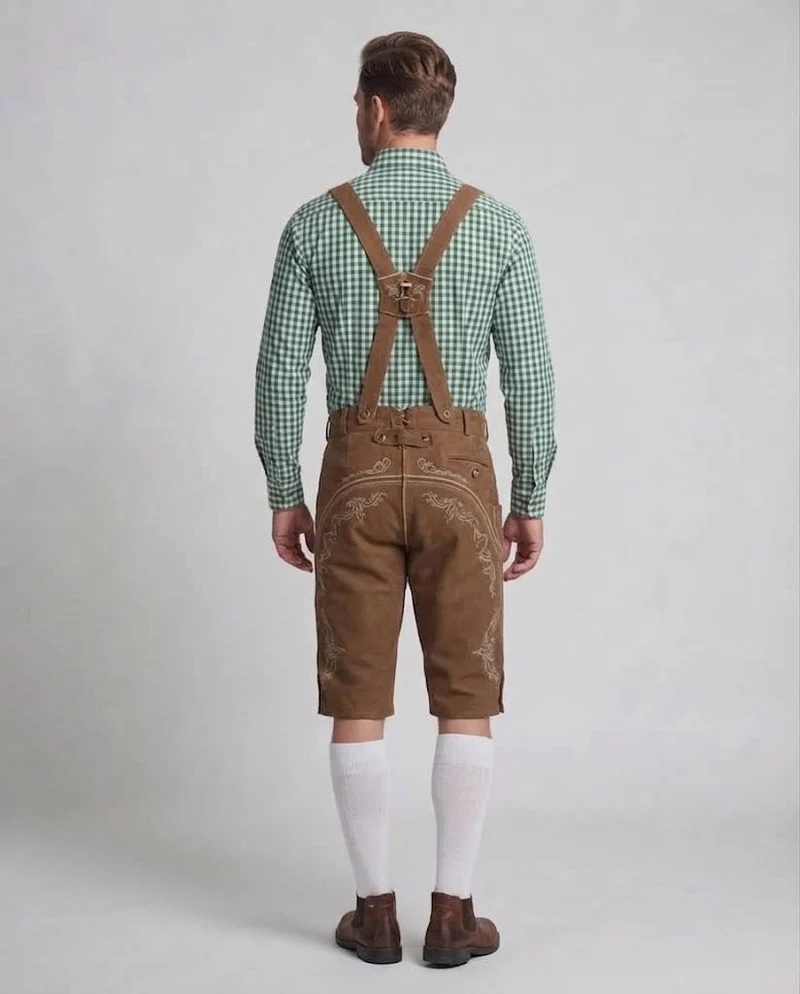 Herren traditionelle Lederhosen mit aufwendiger Stickerei Drune