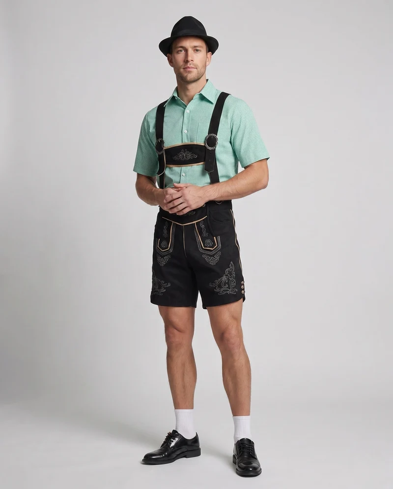 Herren traditionelle Volkshorts mit aufwändiger Stickerei Drune
