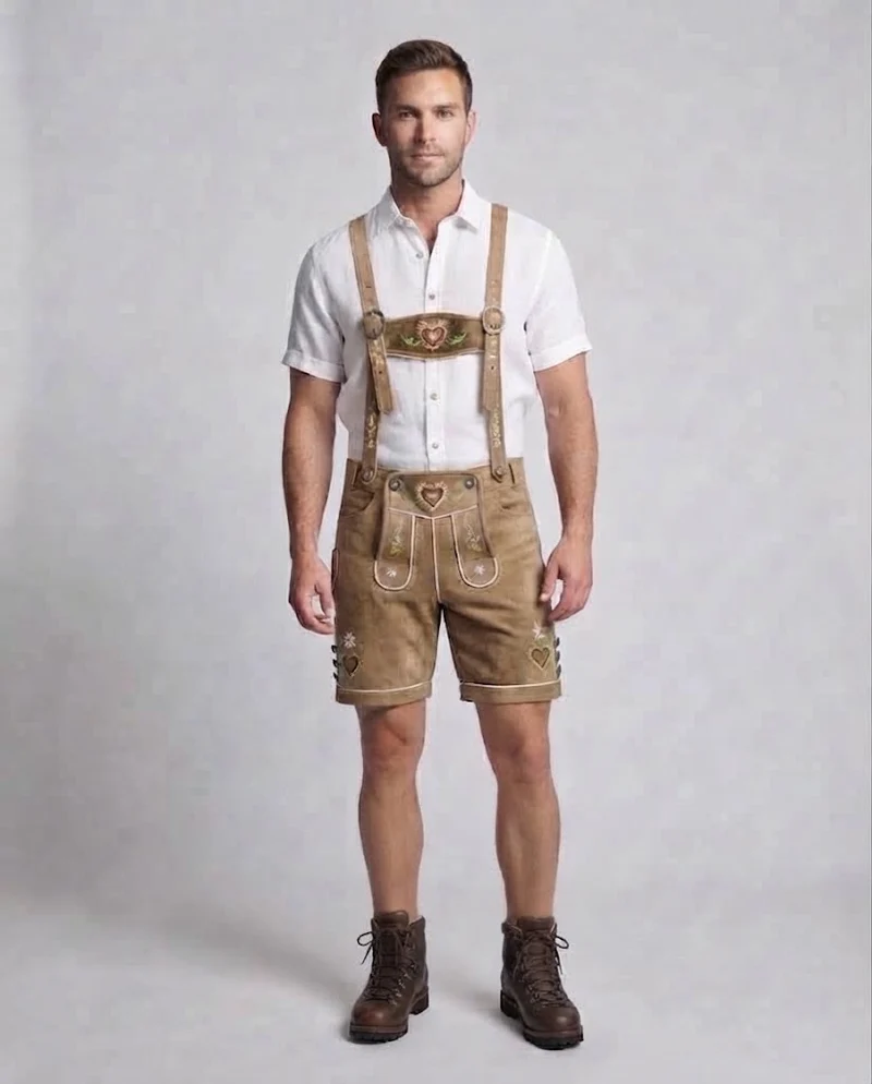 Herren traditionelle Trachtenshorts mit detaillierter Stickerei Drune