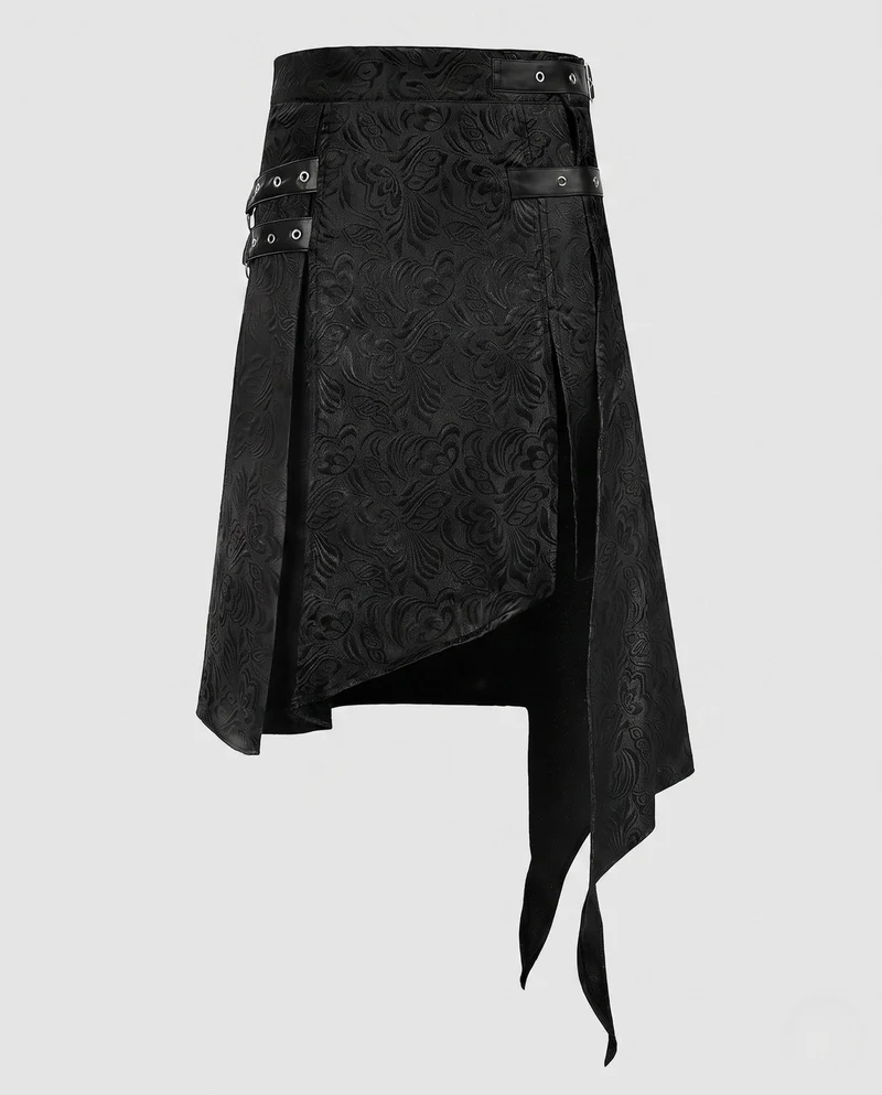 Damen asymmetrischer Rock mit Schnallen und floralem Design Drune