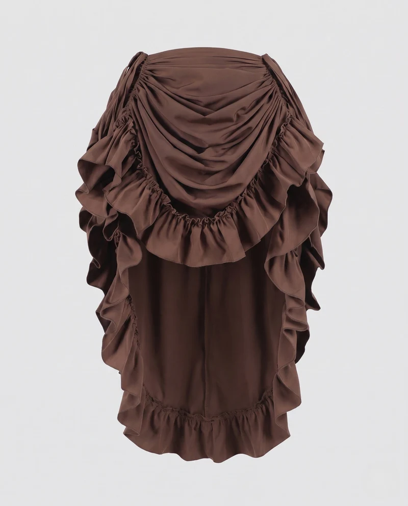 Damen asymmetrischer Rüschensaumrock mit eleganter Drapierung Drune