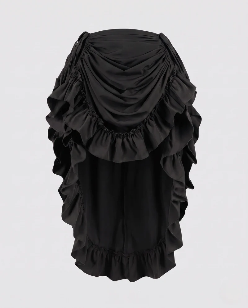 Damen asymmetrischer Rüschensaumrock mit eleganter Drapierung Drune