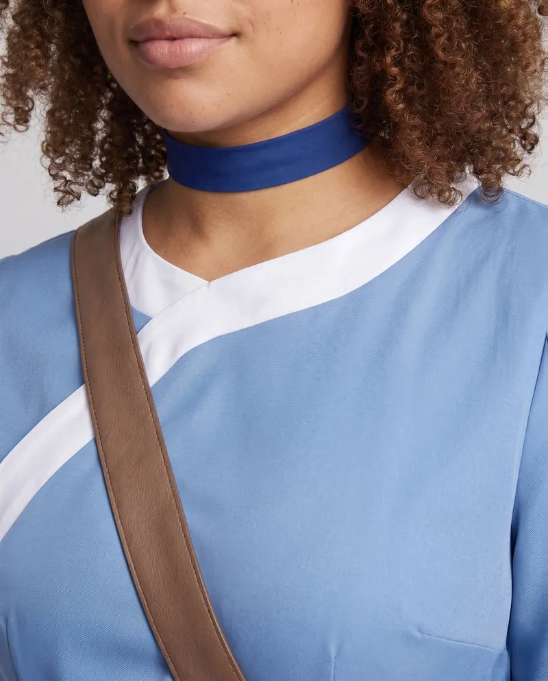 Damen asymmetrisches Crop-Top mit Bindegürtel und kontrastierenden Details Drune