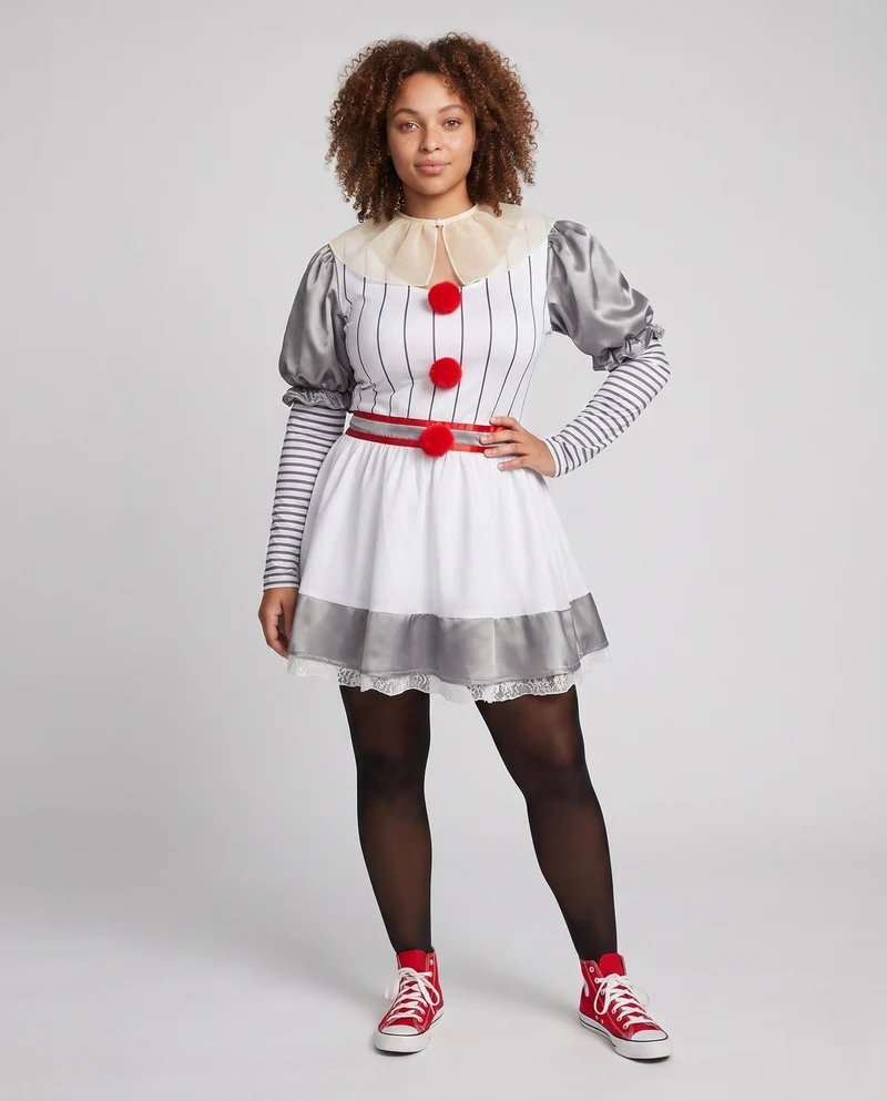 Damen Clown-Outfit mit Ärmeln und kragenähnlichem Detail Drune