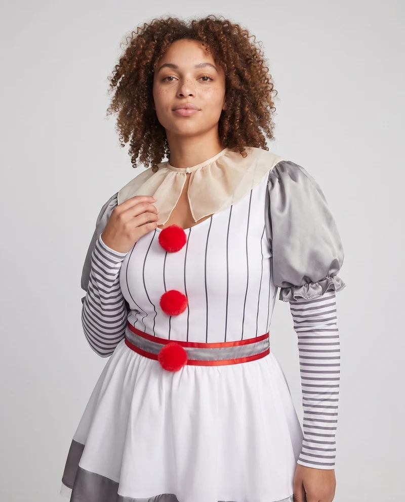 Damen Clown-Outfit mit Ärmeln und kragenähnlichem Detail Drune