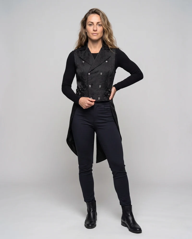 Damen edle gesteppte Weste mit floralem Design und dekorativen Knöpfen Drune