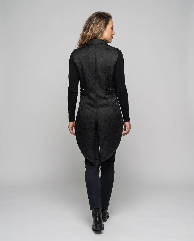Damen edle gesteppte Weste mit floralem Design und dekorativen Knöpfen Drune