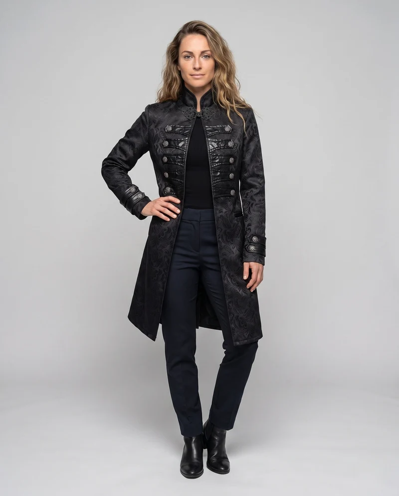Damen Eleganter Dekorativer Frack mit Aufwendigen Applikationen Drune