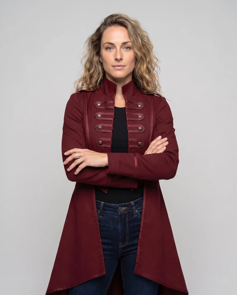 Frauen elegante asymmetrische gepolsterte Jacke mit modischen Knopfdetails Drune