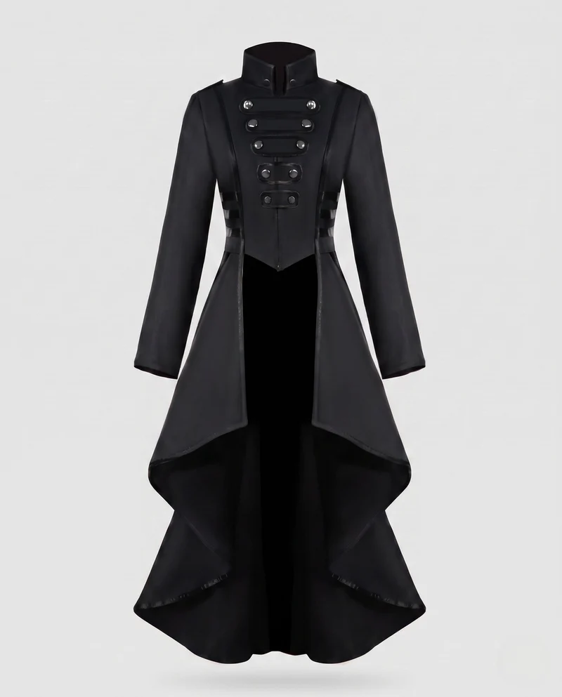Frauen elegante asymmetrische gepolsterte Jacke mit modischen Knopfdetails Drune