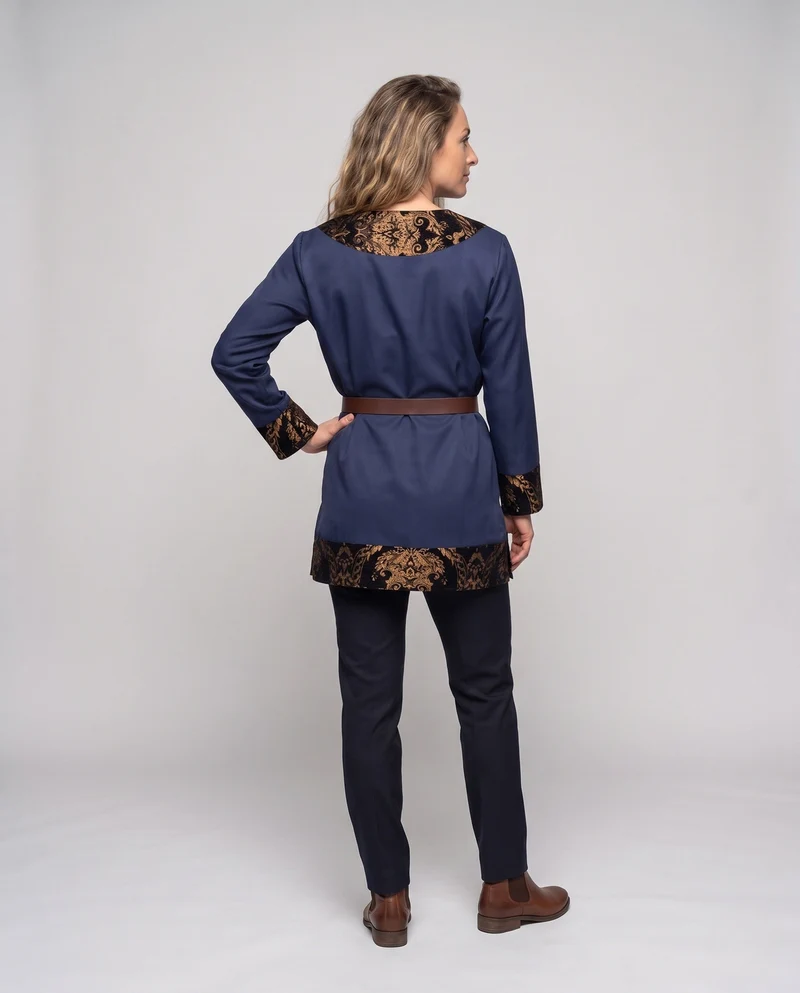 Elegante Damenkaftan mit aufwendigen Verzierungen und Gürtel Details Drune