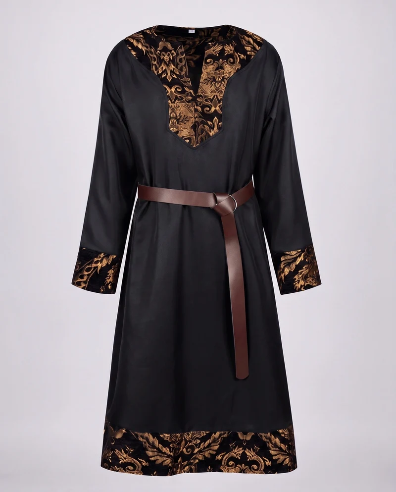 Elegante Damenkaftan mit aufwendigen Verzierungen und Gürtel Details Drune