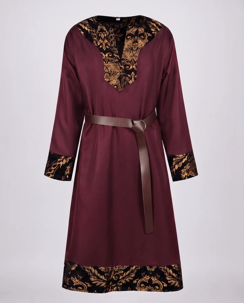 Elegante Damenkaftan mit aufwendigen Verzierungen und Gürtel Details Drune