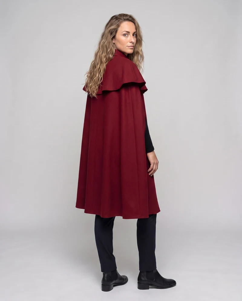 Damen elegante Kapuzencape mit schwingenden Ärmeln und Taillenauschnitten Drune