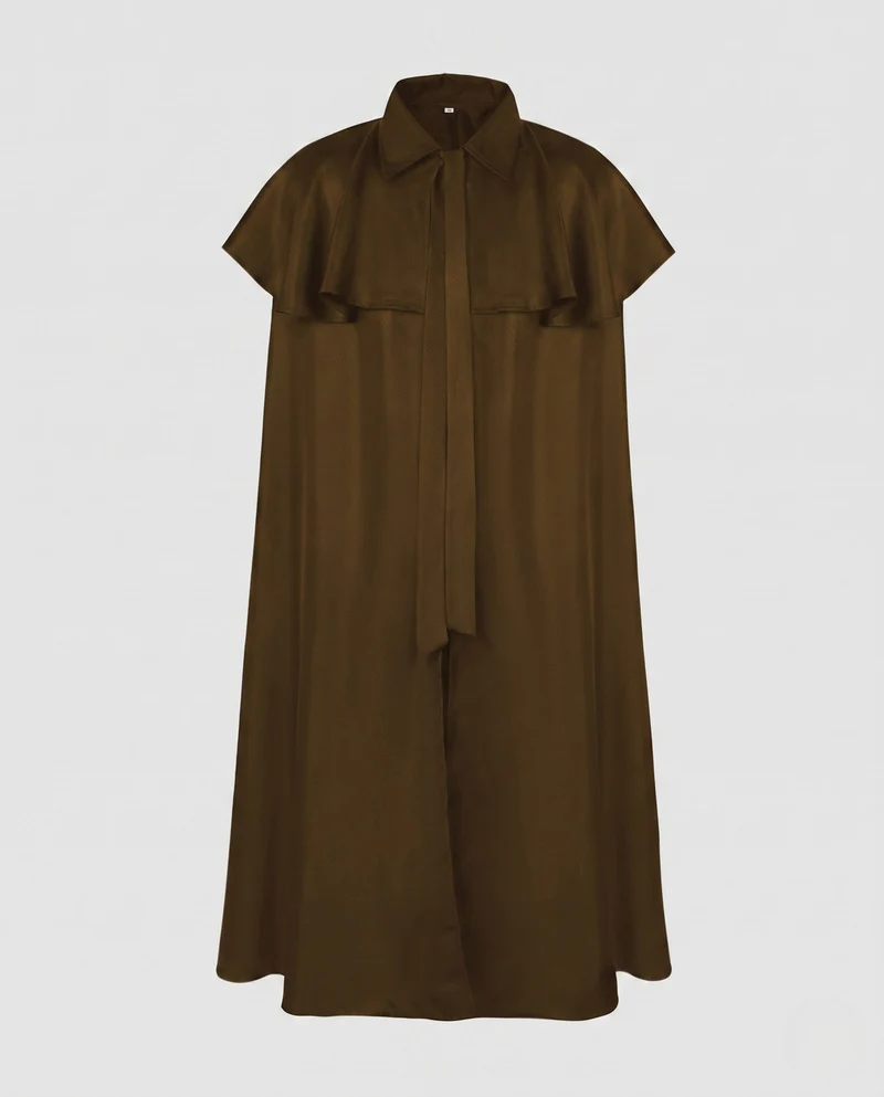 Damen elegante Kapuzencape mit schwingenden Ärmeln und Taillenauschnitten Drune