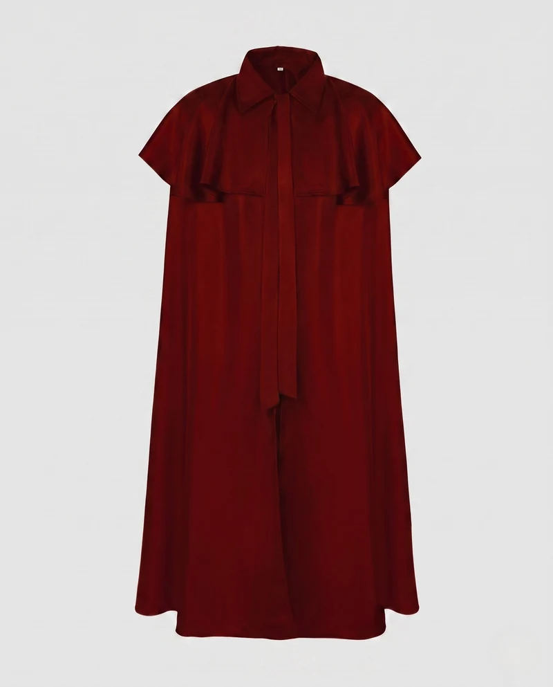 Damen elegante Kapuzencape mit schwingenden Ärmeln und Taillenauschnitten Drune