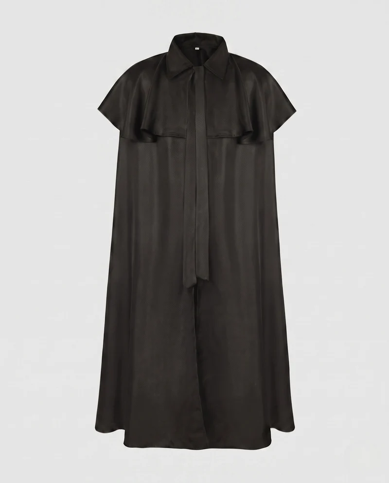 Damen elegante Kapuzencape mit schwingenden Ärmeln und Taillenauschnitten Drune