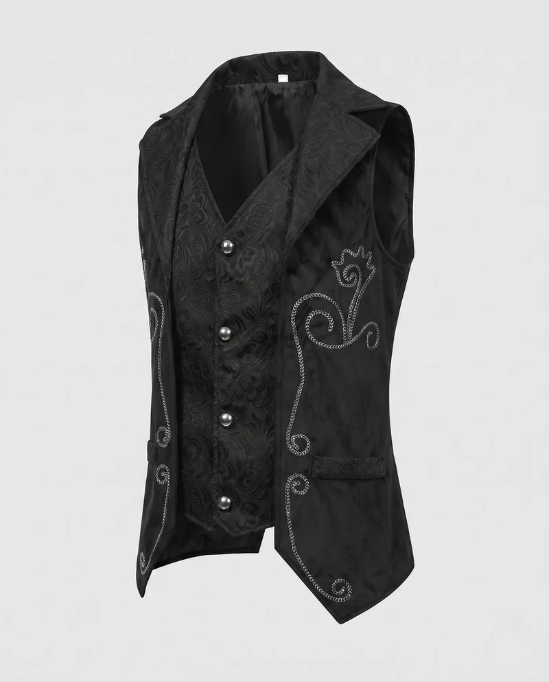 Damen elegantes Satinwest mit floralem Muster und praktischen Taschen Drune