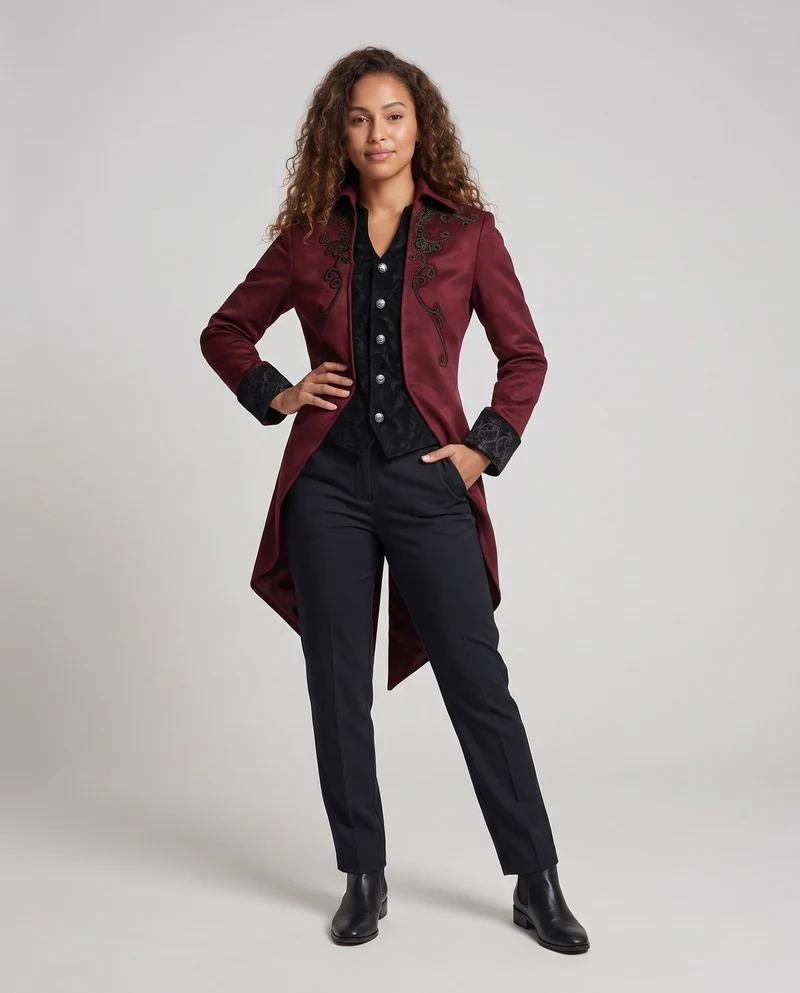 Damen elegante und künstlerisch dekorierte gesteppte Jacke Drune