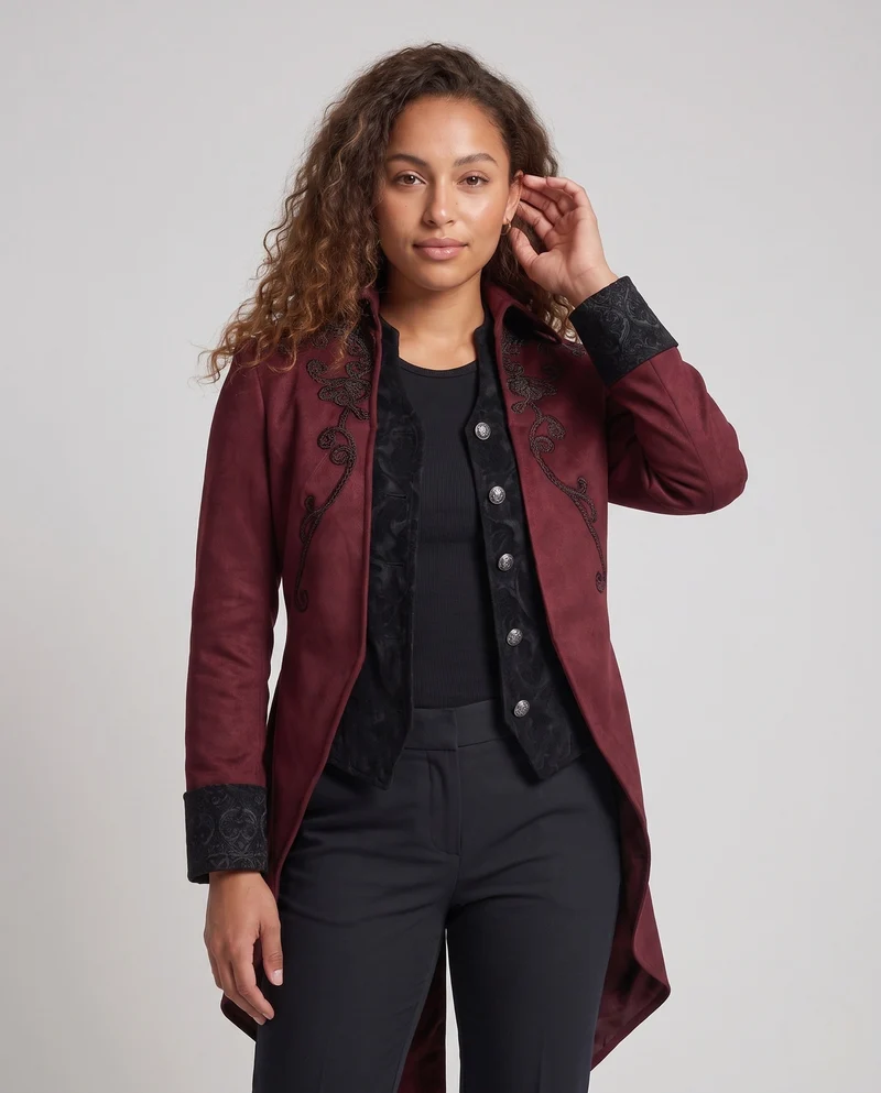 Damen elegante und künstlerisch dekorierte gesteppte Jacke Drune