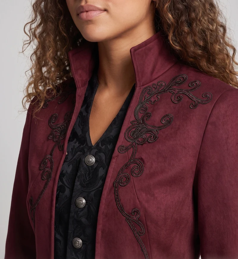 Damen elegante und künstlerisch dekorierte gesteppte Jacke Drune